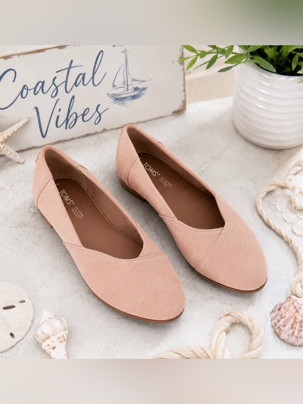 TOMS Blush Suede D’Orsay Flats Women’s 9 EU 40 Slip On Ballet Shoes NWOB